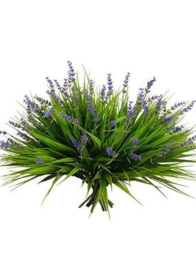Artificial Plants Outdoor Fake Monkey Grass with Flowers for Pot UV Resistant